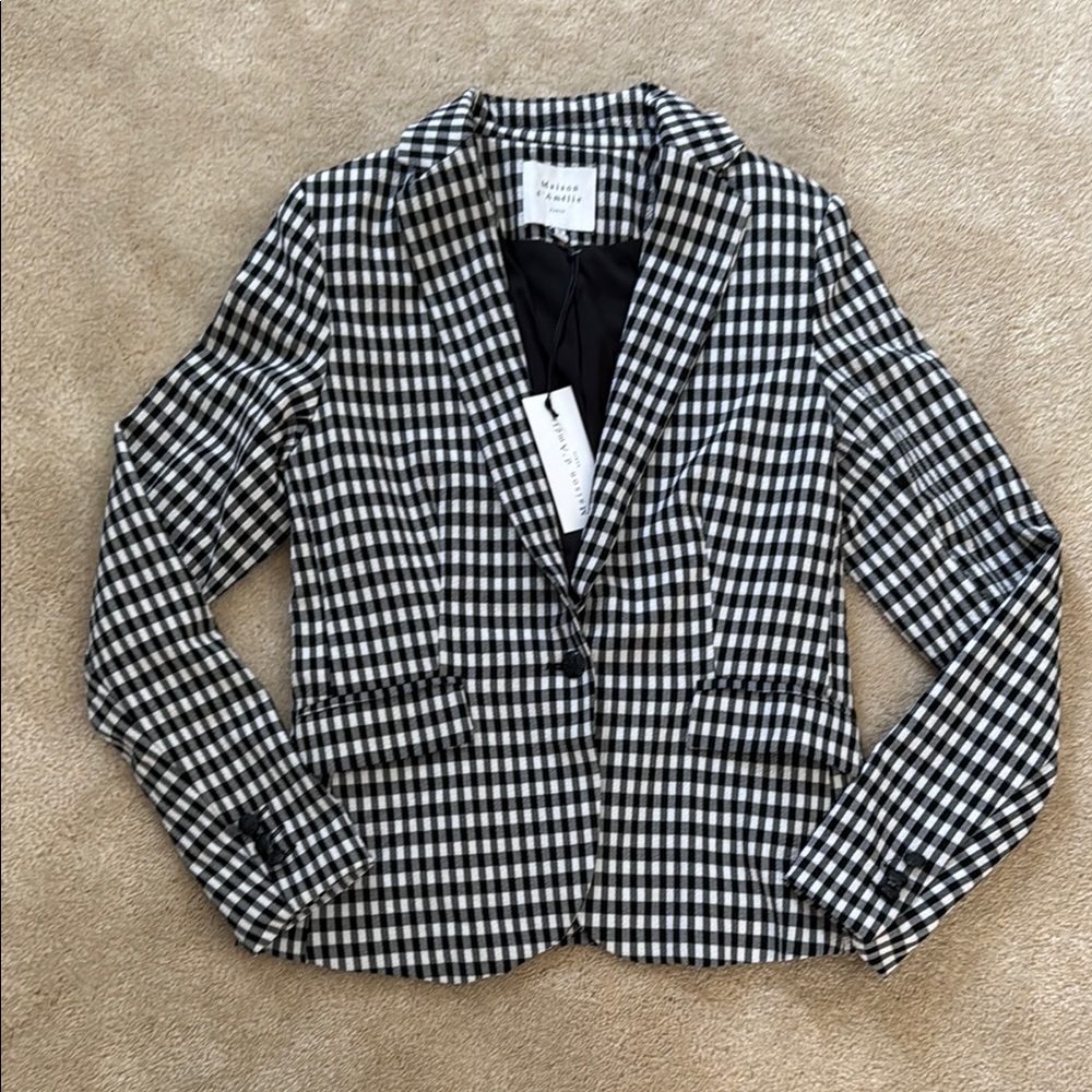 NWT Maison d’Amelie Black and White seersucker Blazer